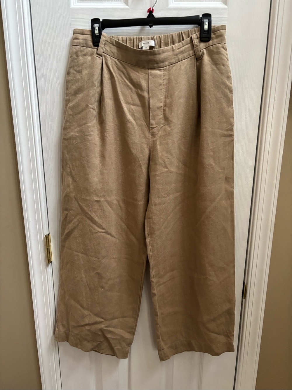 Vince Woman’s 100% Hemp Wide-Leg Cropped Pants in Khaki, Size M, EUC